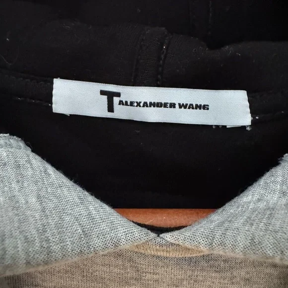T by Alexander Wang Gray and Black Sleeveless Hoodie Dress, size small